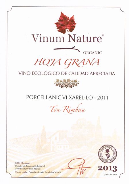 Premio Hoja Grana 2013 para el Porcellànic Xarel·lo